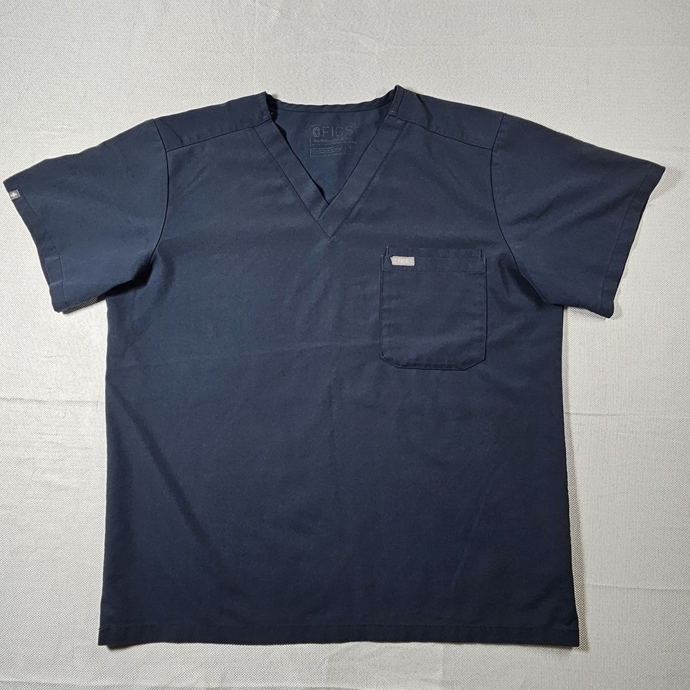 FIGS Mens Leon Scrub Top Dark Blue V-Neck‎ Short Sleeve Large